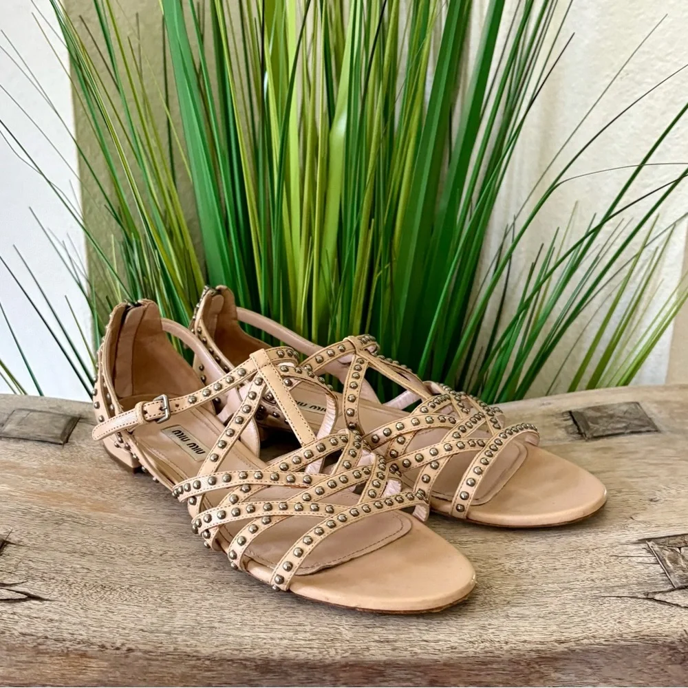 Miu Miu Studded Sandals - Picture 4 of 10